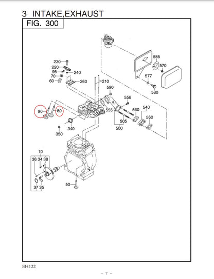Kit Valvulas Escape Admision  Motor Robin Eh12 Compactadora